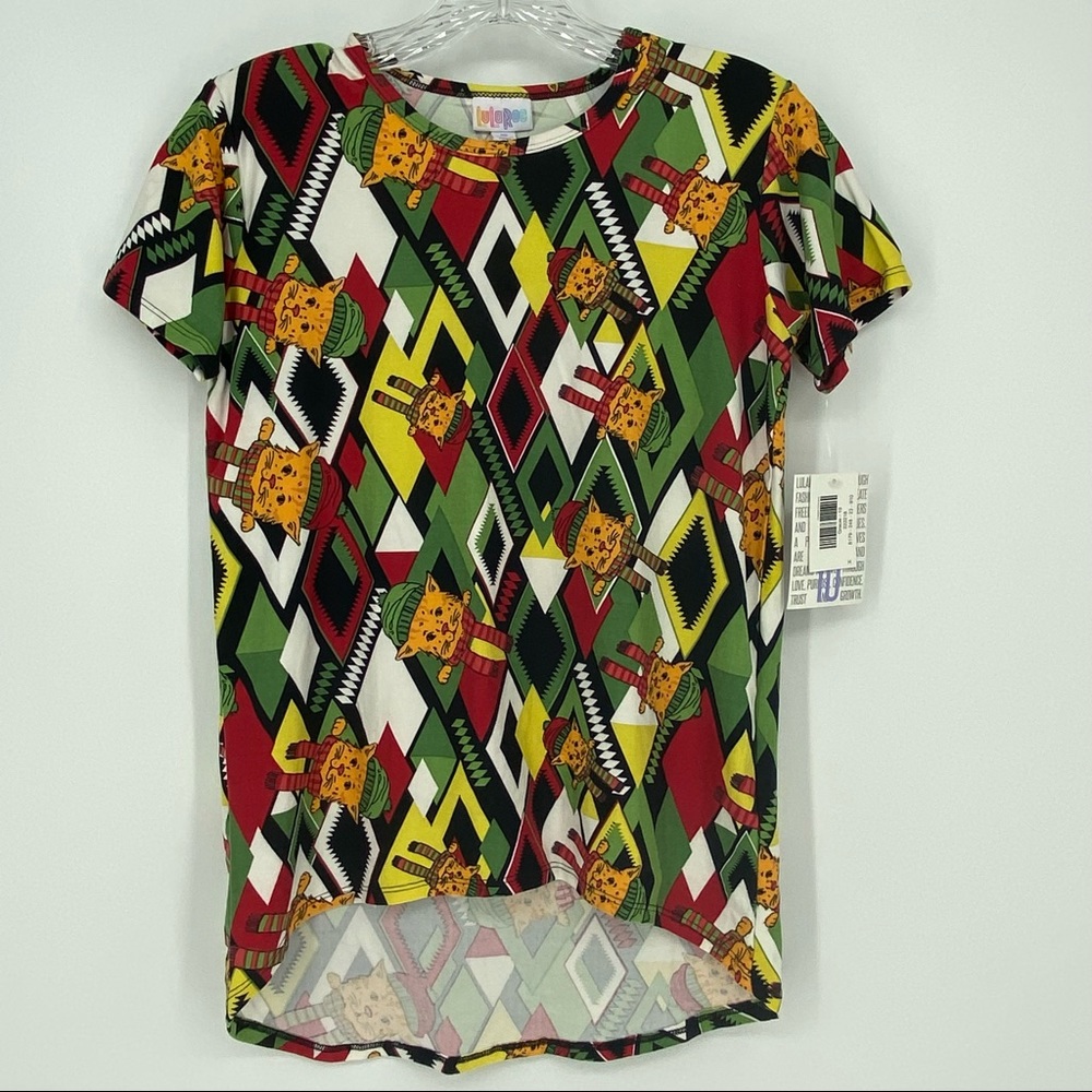 NWT LuLaRoe Girls Scottie Dog Christmas Pattern Gracie Tee Shirt Size 10